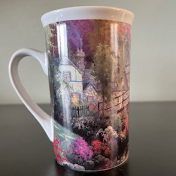 2 Thomas Kinkade Mugs Stepping Stone Cottage & Hometown Bridge - Picture 4 of 10